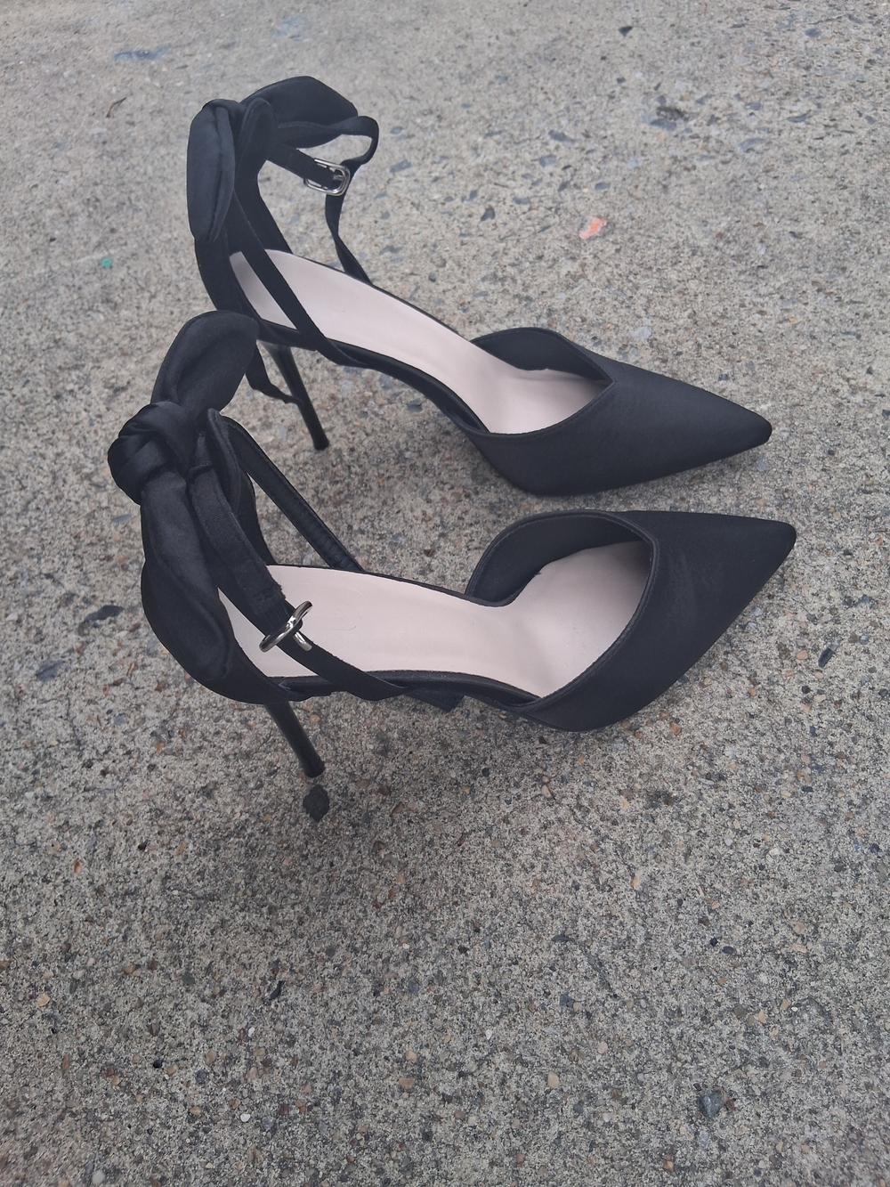 Elegant Black Ankle-Tie Women's Pointed-Toe Heels